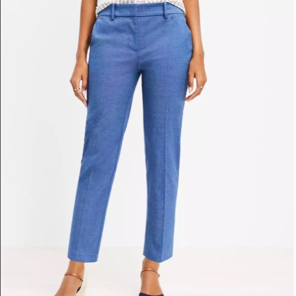 LOFT Riviera slim pant in curvy fit size 14 color blue multi